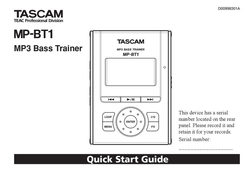Tascam MP-BT1 quick start guide