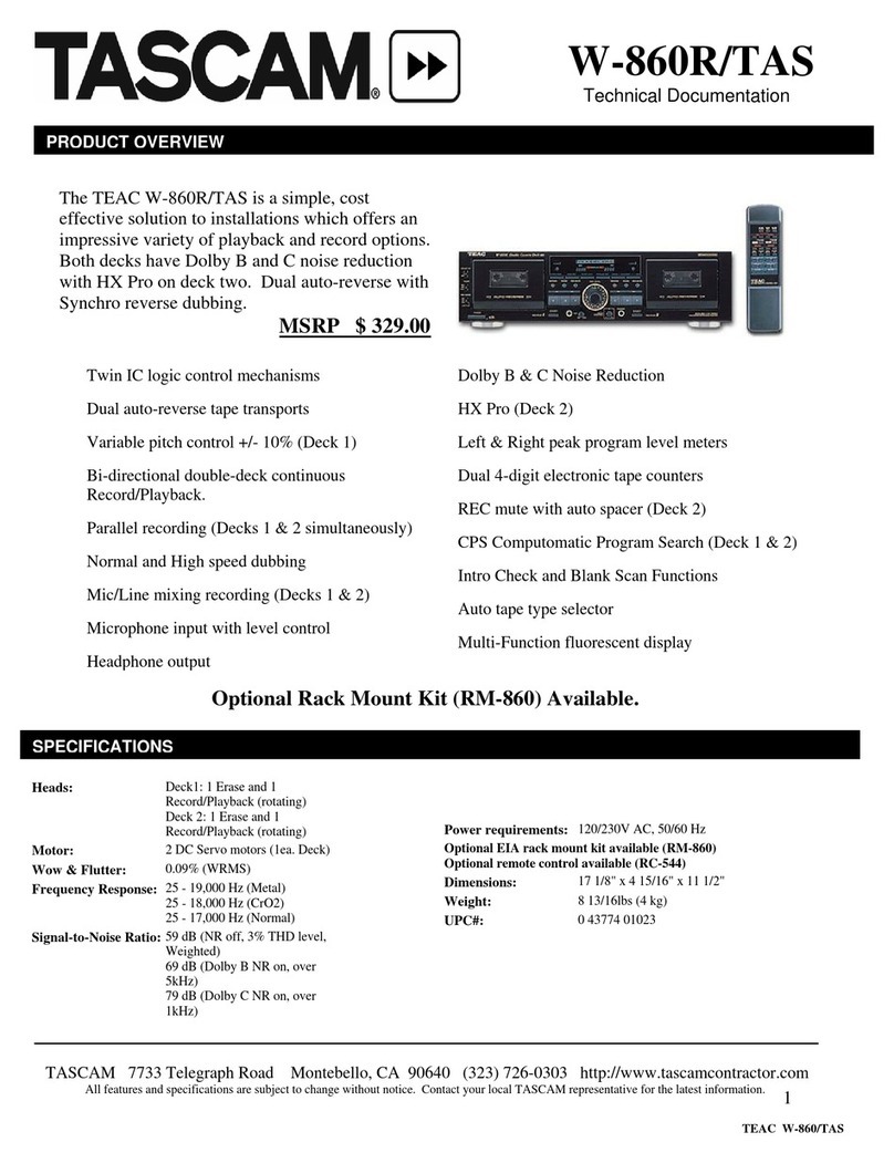 Tascam W-860R/TAS Guide