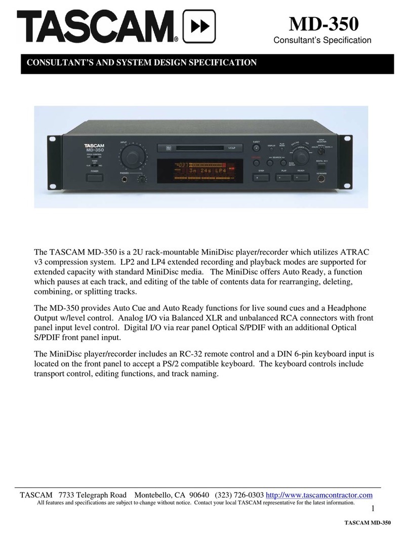 Tascam MD-350 Consultant’s Specification