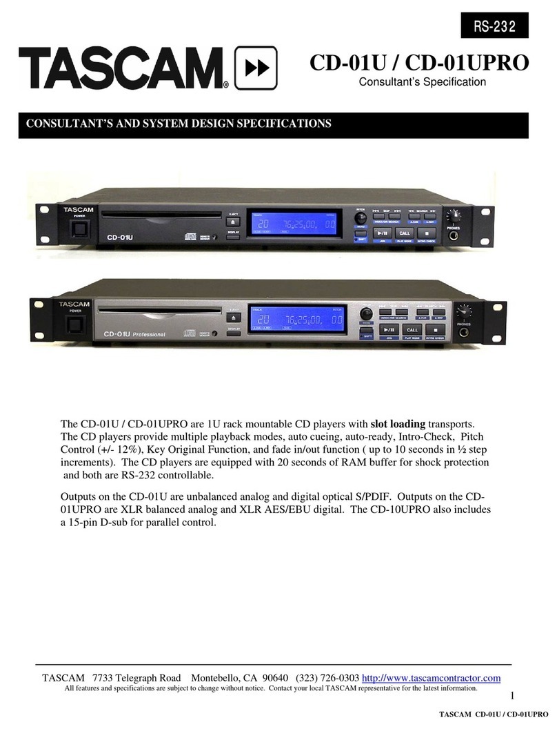 Tascam CD-01UPRO Specifications