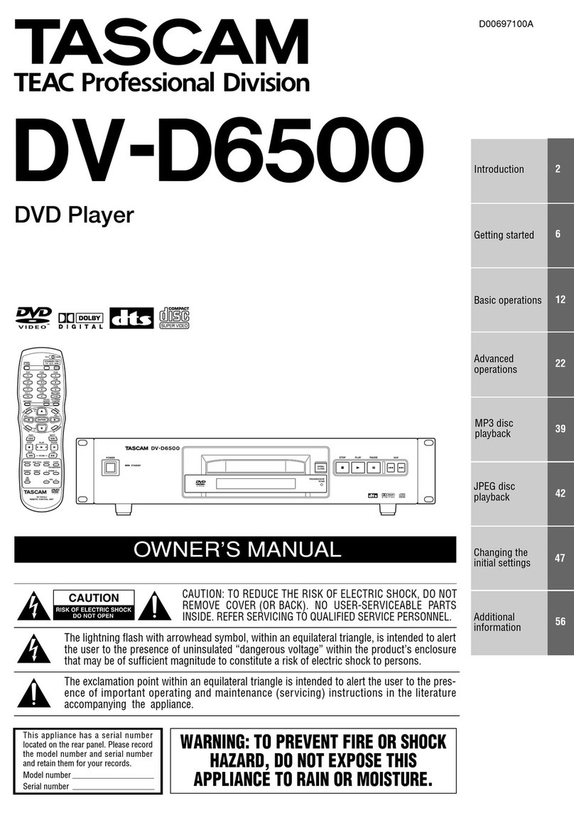Tascam DV-D6500 owner's manual