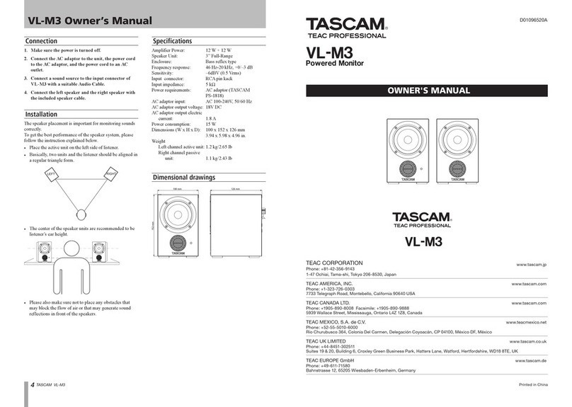 Tascam VL-M3 owner's manual