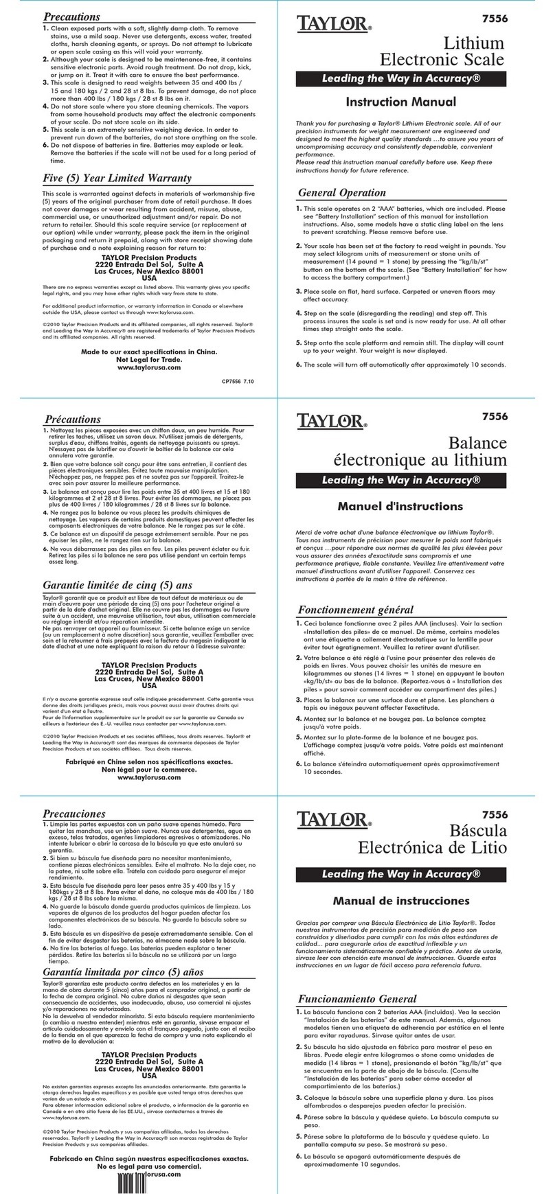 Taylor CP7556 instruction manual