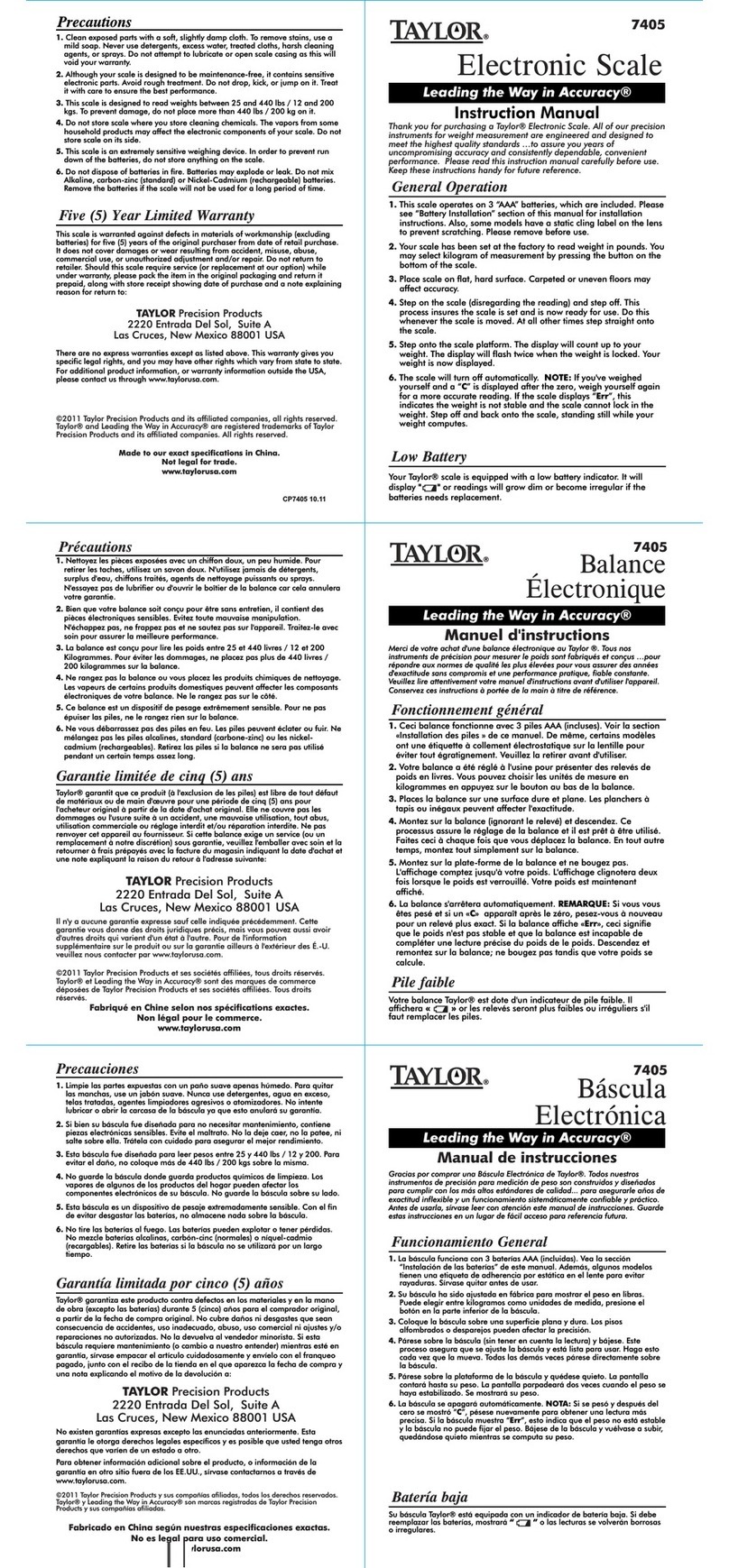 Taylor 7405 User manual