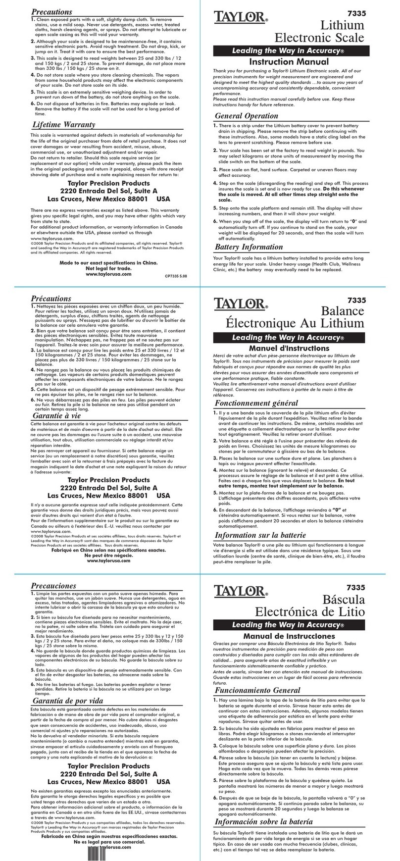 Taylor 7335 User manual