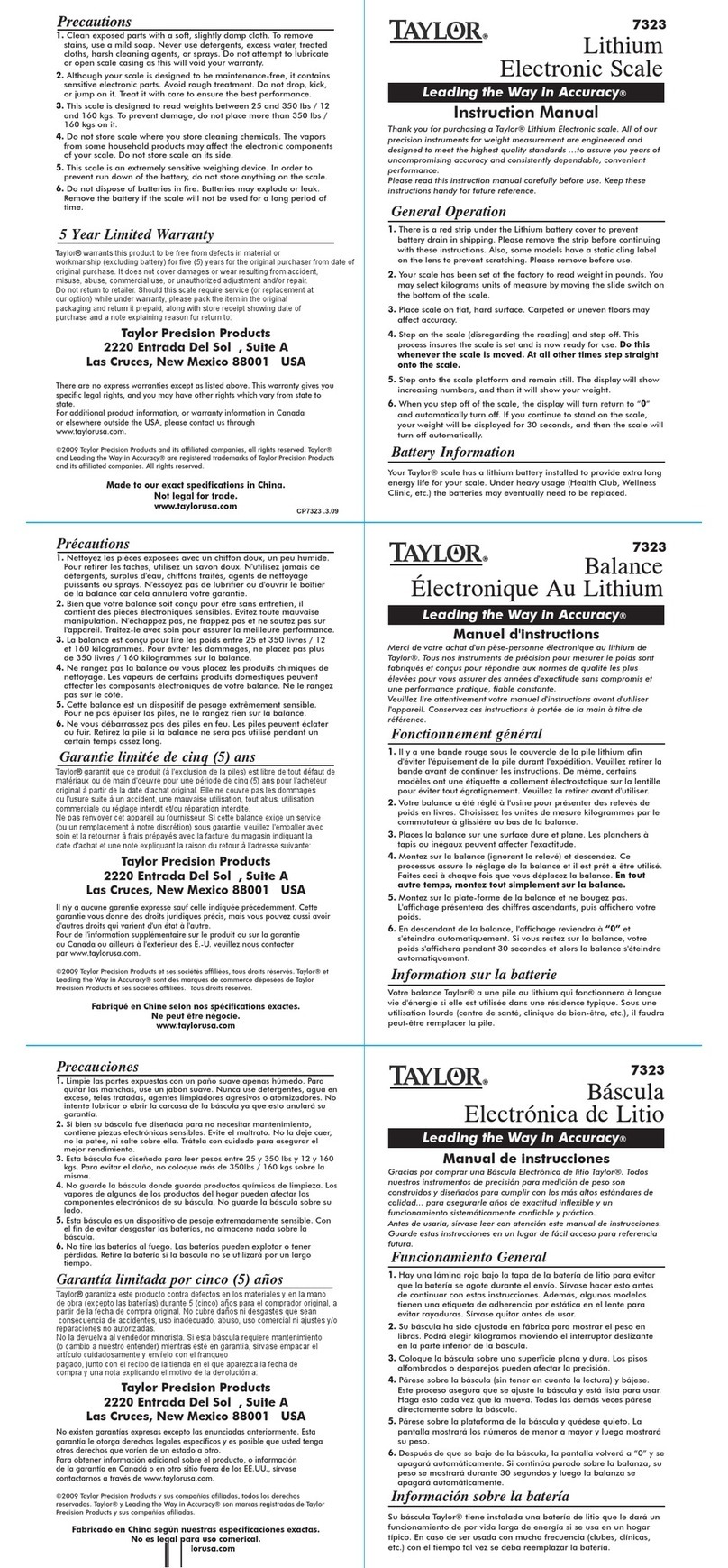 Taylor 7323 instruction manual