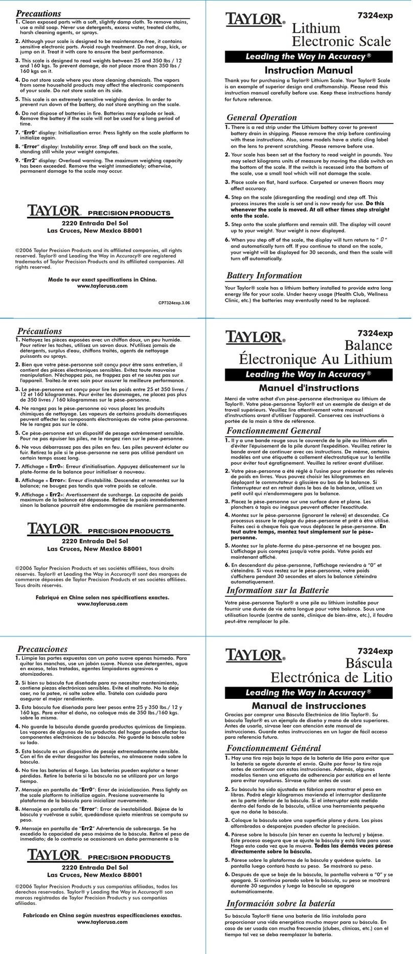 Taylor 7324EXP instruction manual