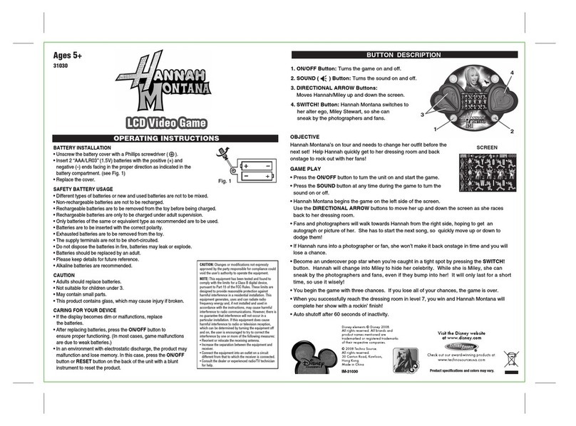 Techno Source LCD Video Game 31030 User manual