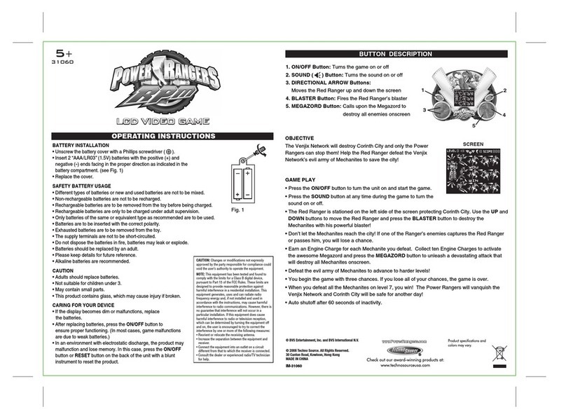 Techno Source LCD Video Game 31060 User manual