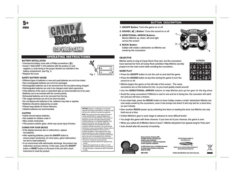 Techno Source LCD Video Game 31050 User manual