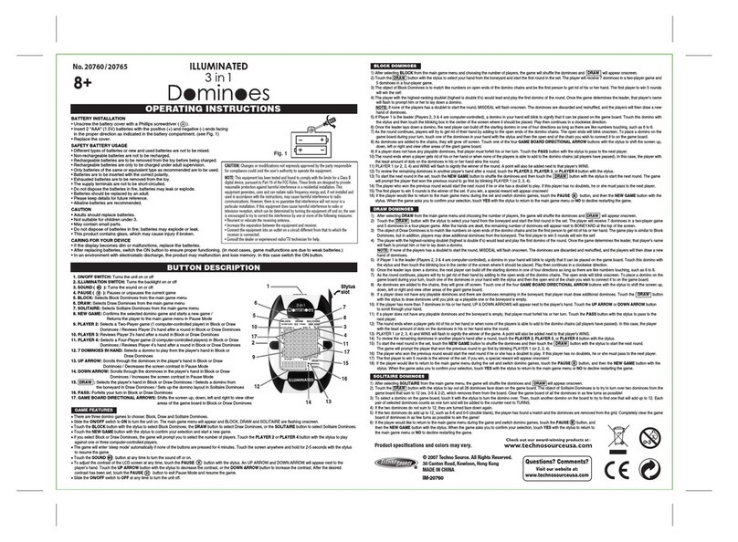 Techno Source 20765 operating instructions