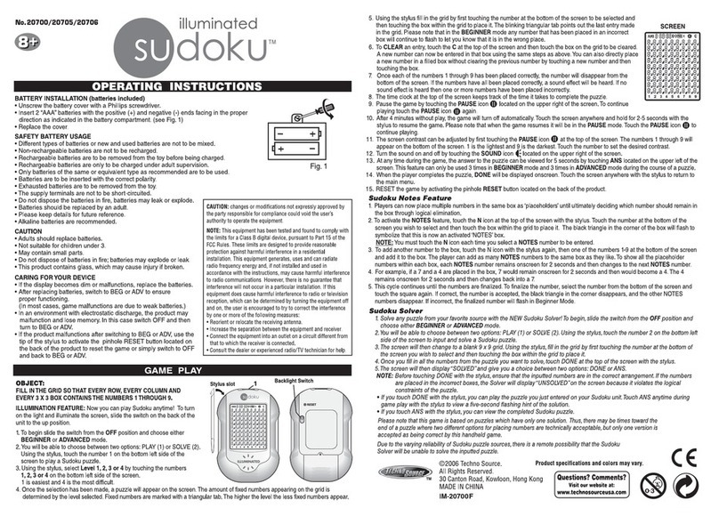 Techno Source Sudoku 20706 operating instructions
