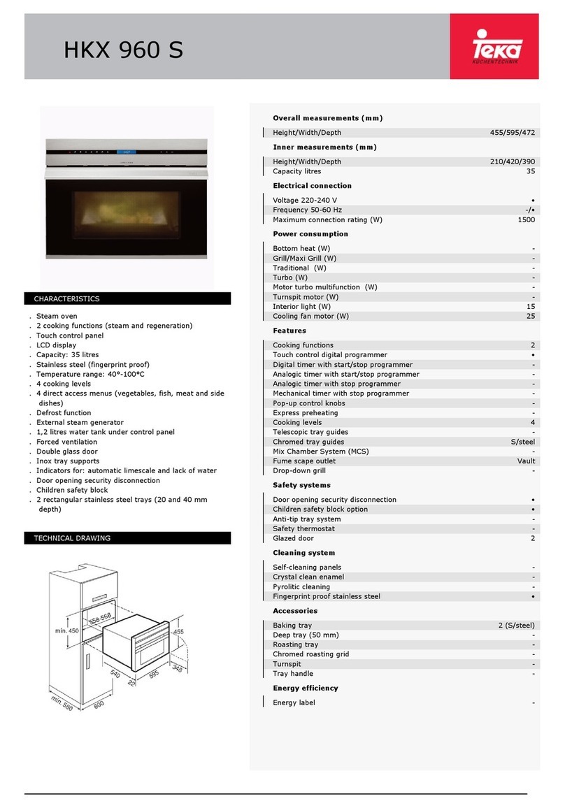 Teka HKX 960 S Specification sheet