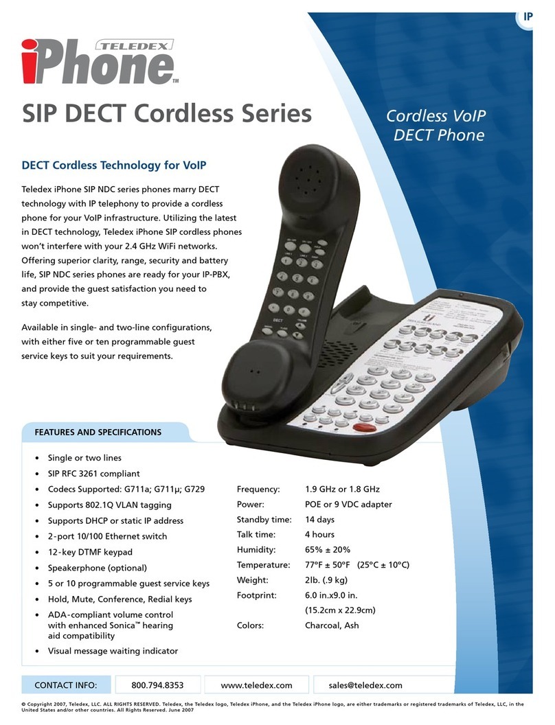 Teledex SIP DECT Series Specifications
