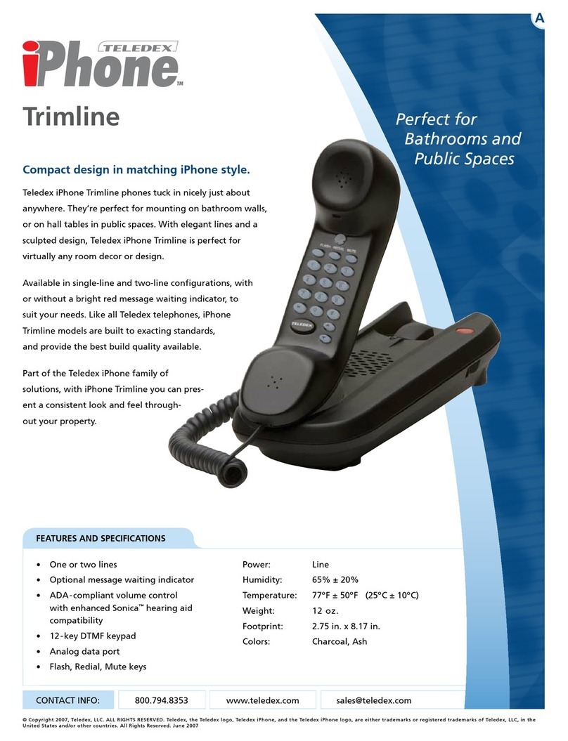 Teledex TrimLine Specification sheet
