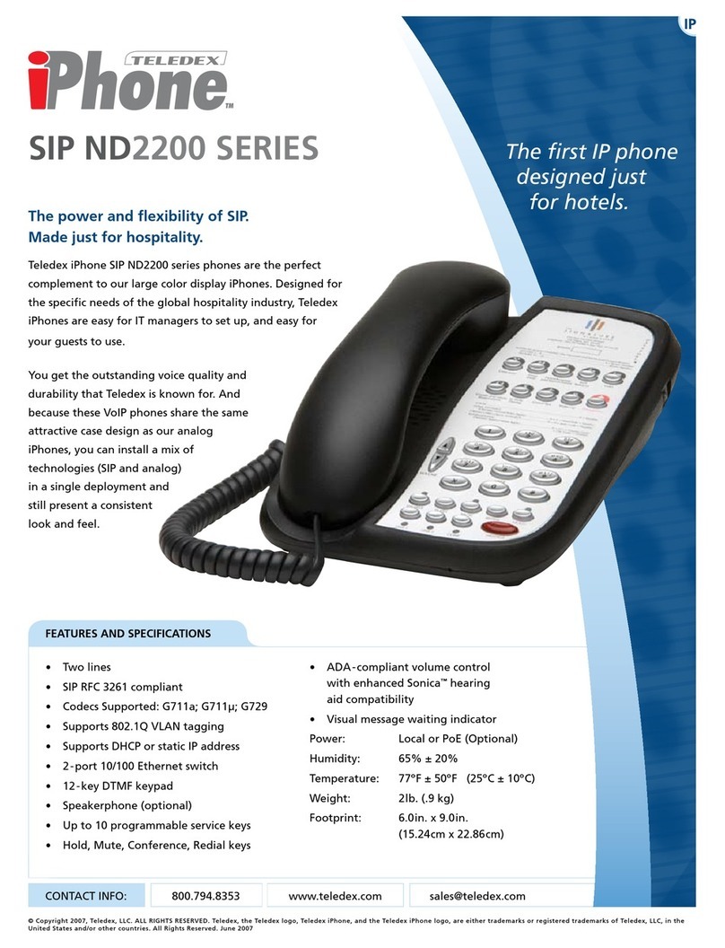 Teledex iPhone ND2200 SERIES Specification sheet