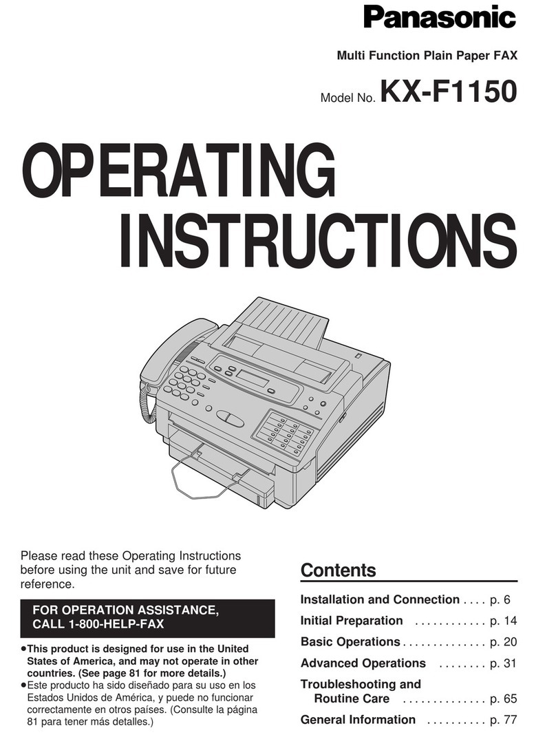 Panasonic KXF1150 - MFD FAX PRINTER operating instructions Panasonic KXF1150 - MFD FAX PRINTER operating instructions