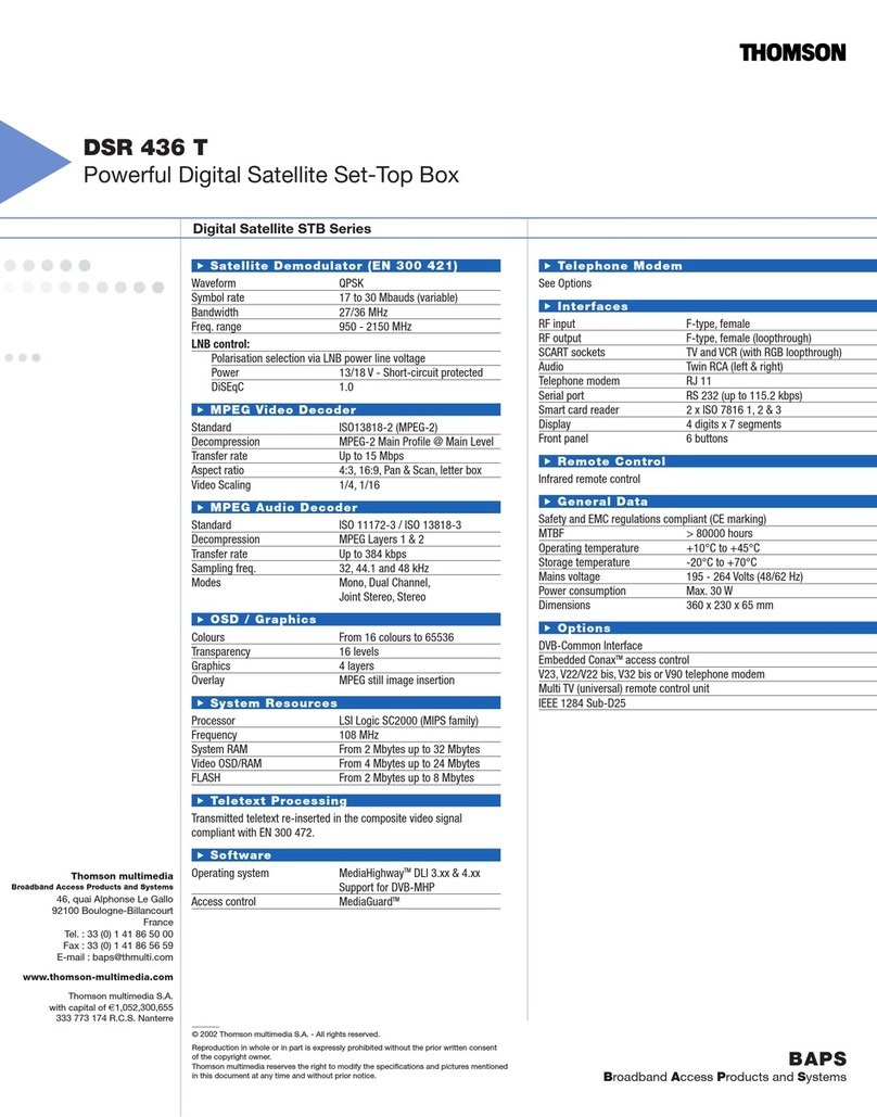 THOMSON DSR 436 T Specification sheet