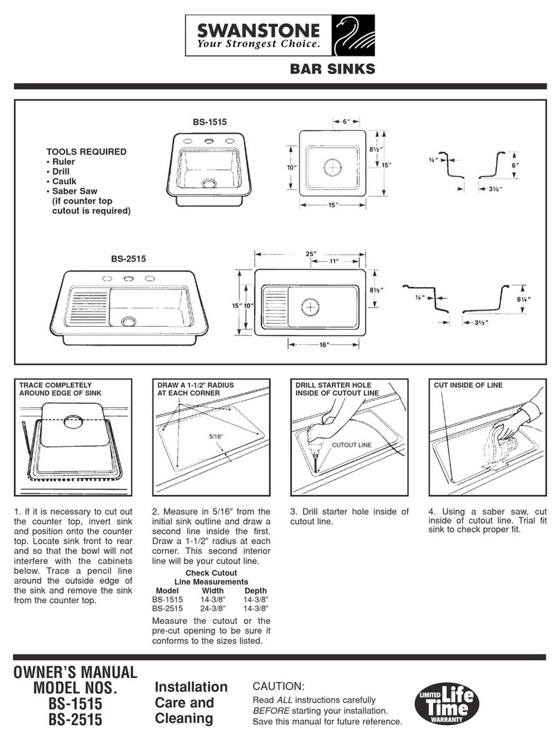 SwanStone BS-2515 owner's manual