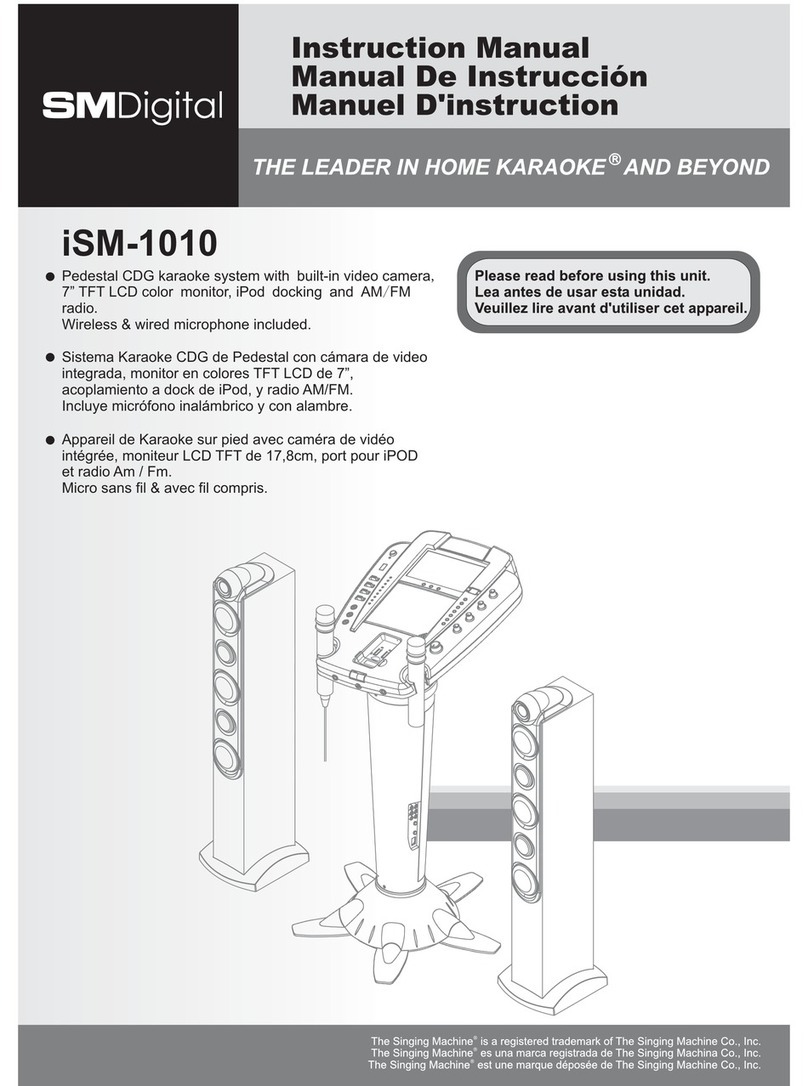 The Singing Machine Pedestal CDG Karaoke System iSM-1010 instruction manual