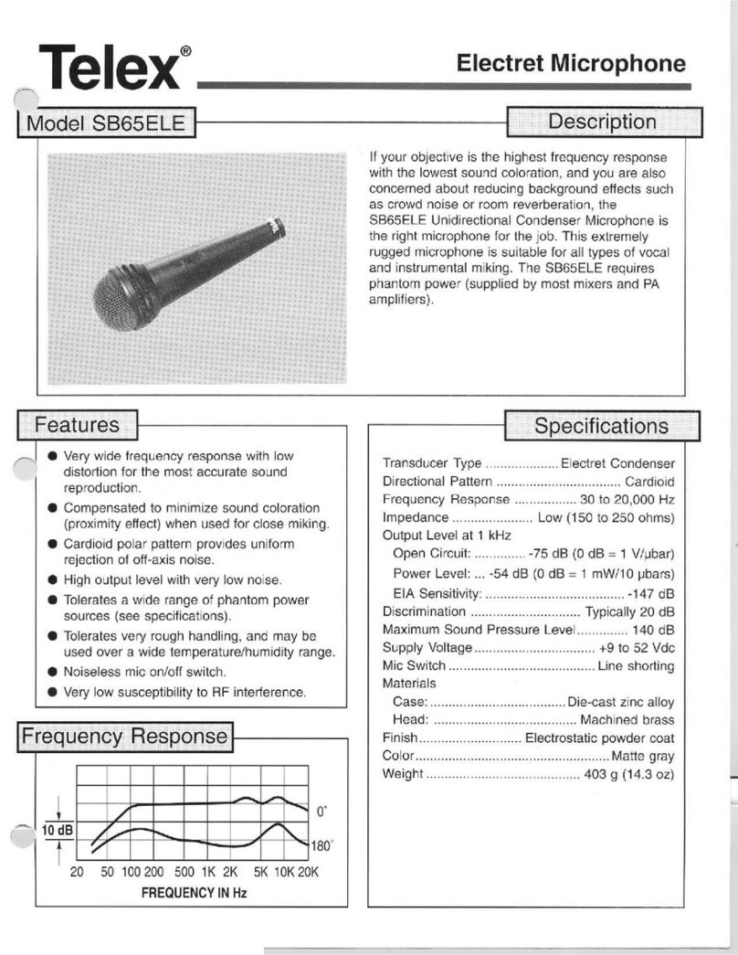 Telex SB65ELE Specification sheet