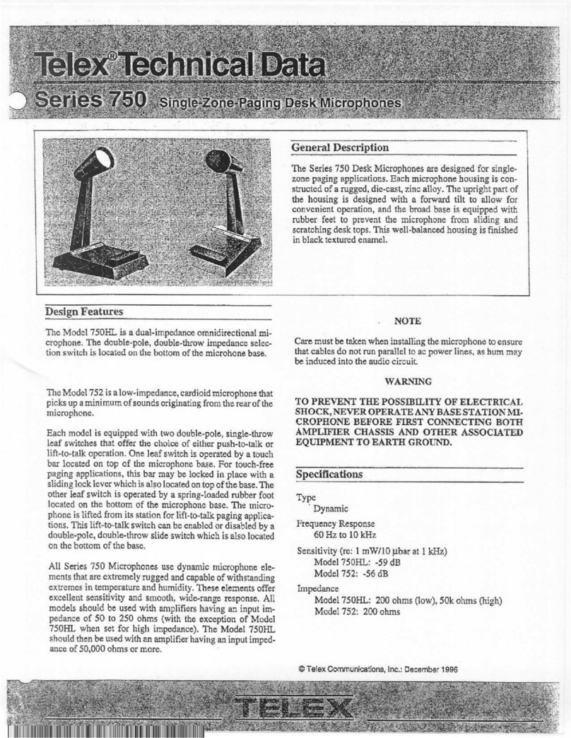 Telex Series 750 Technical data