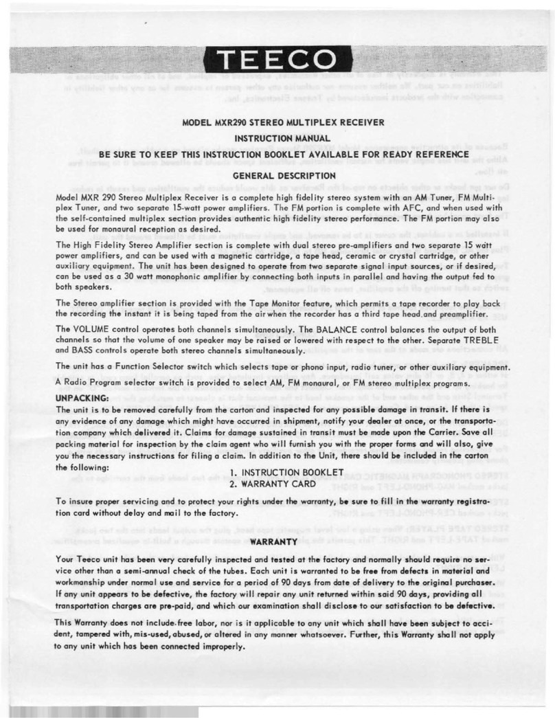TEECO MXR290 instruction manual