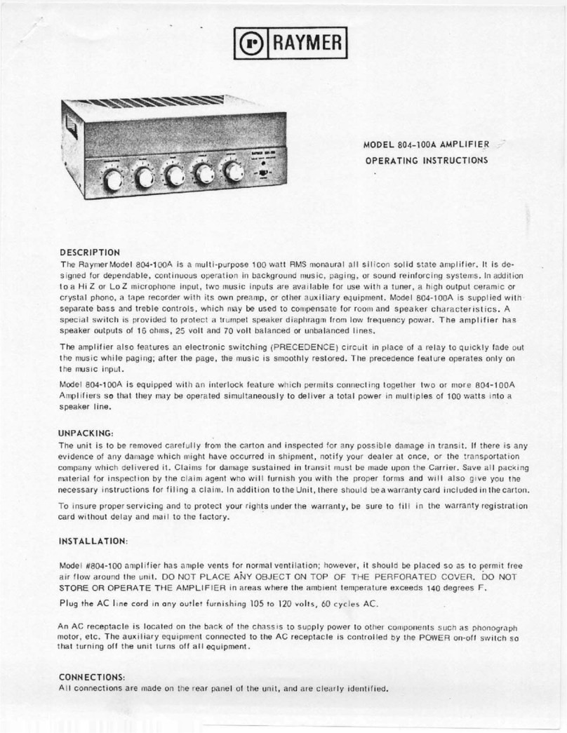 Raymer Amplifier 804-100A User manual