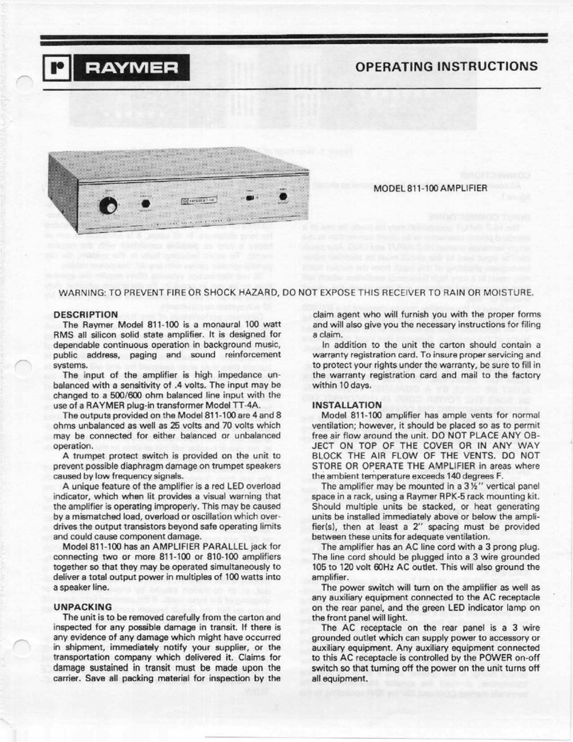 Raymer Amplifier 811-100 User manual