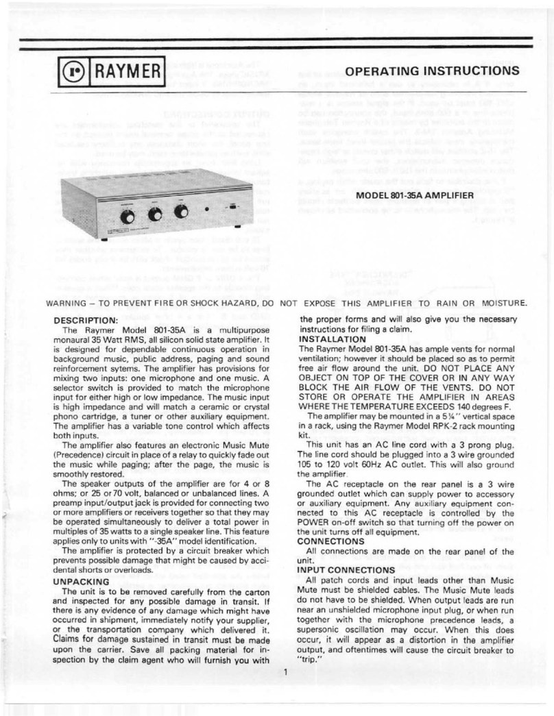 Raymer Amplifier 801-35A User manual