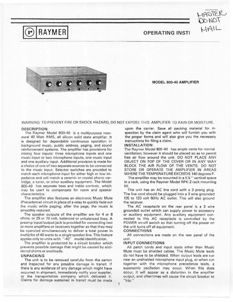 Raymer Amplifier 800-40 User manual