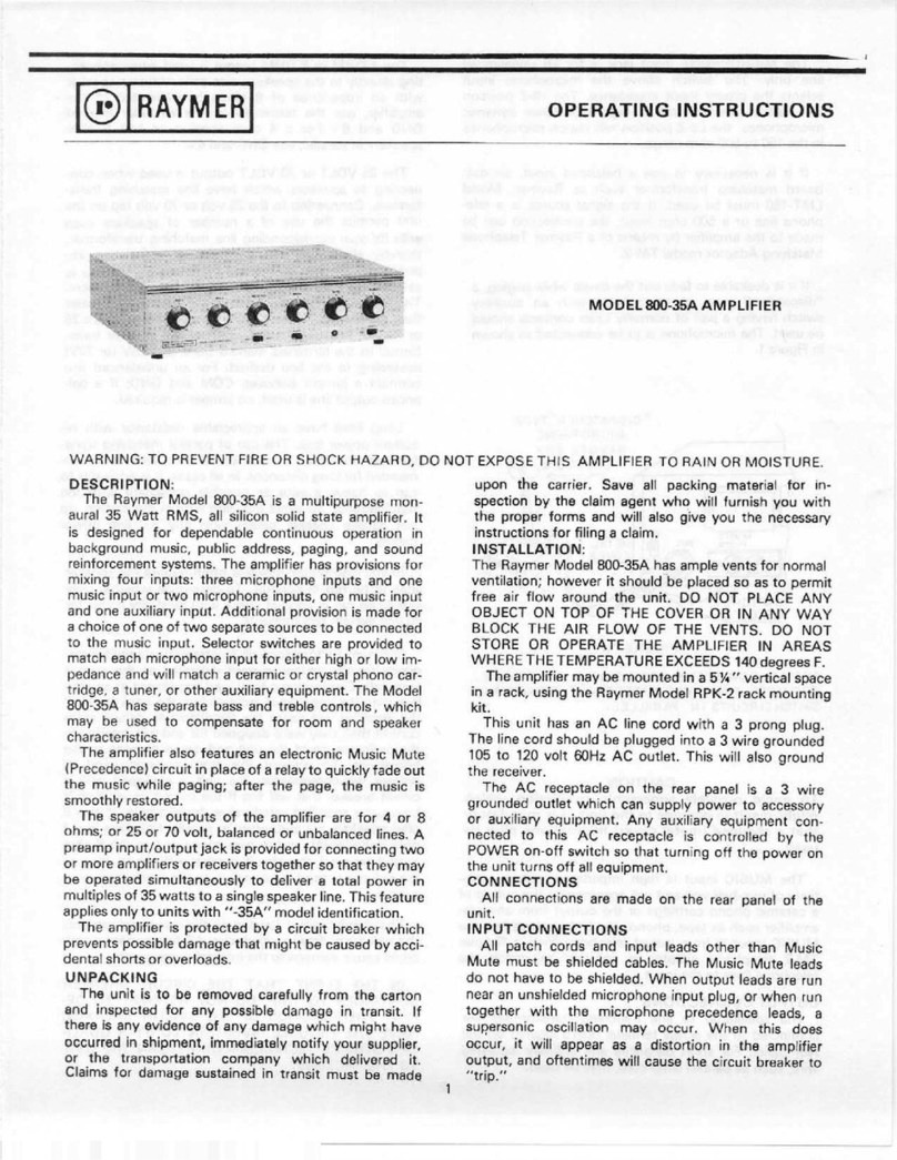 Raymer Amplifier 800-35A User manual