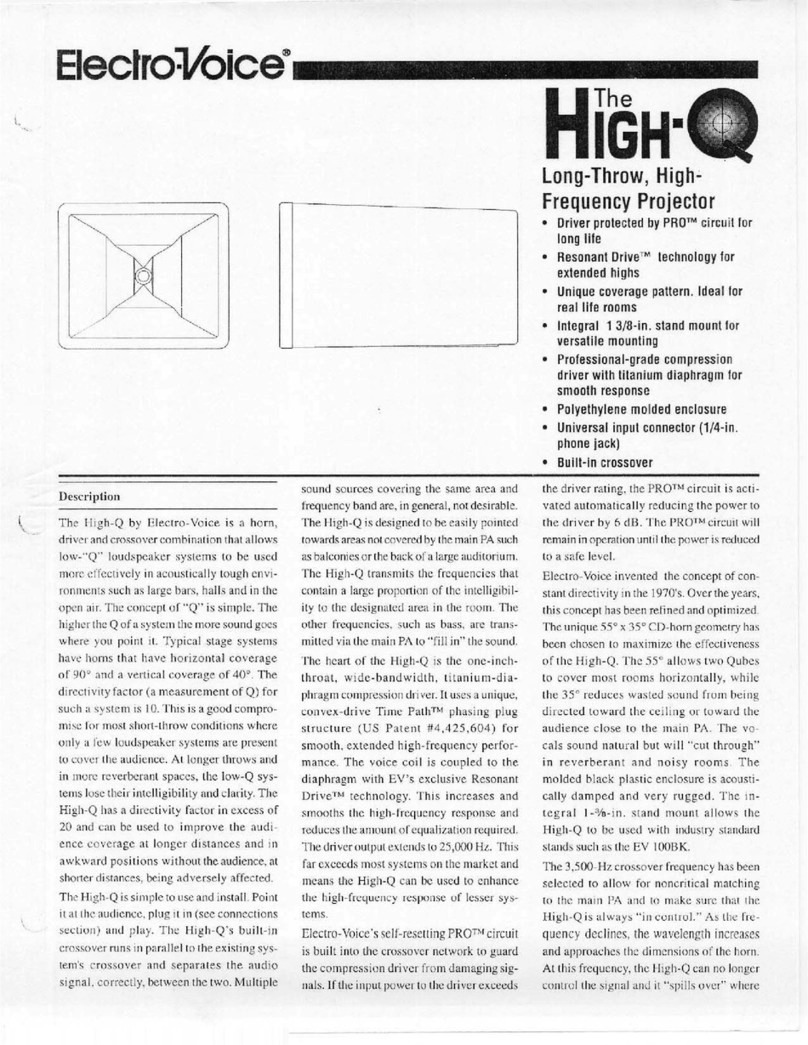 Electro-Voice High Frequency Projector Specification sheet Electro-Voice High Frequency Projector Specification sheet
