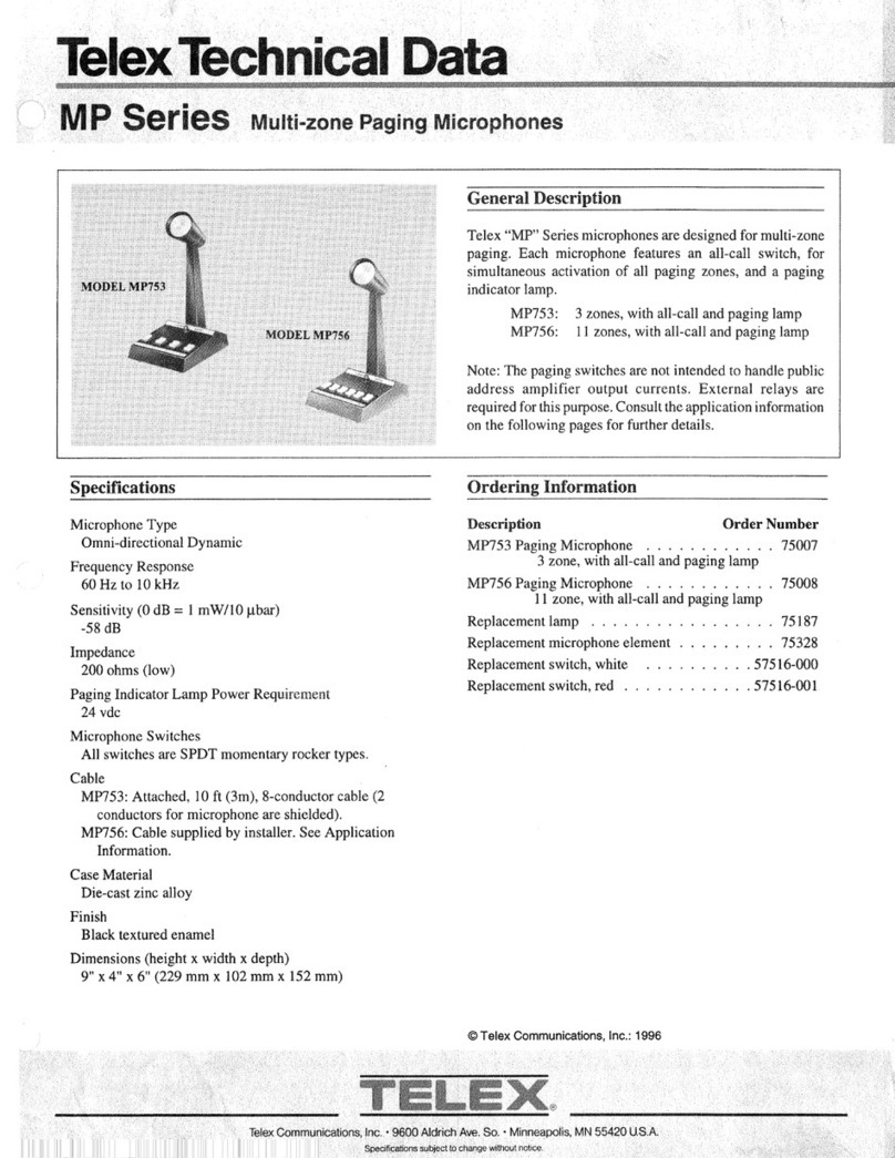 Telex MP753 Technical data