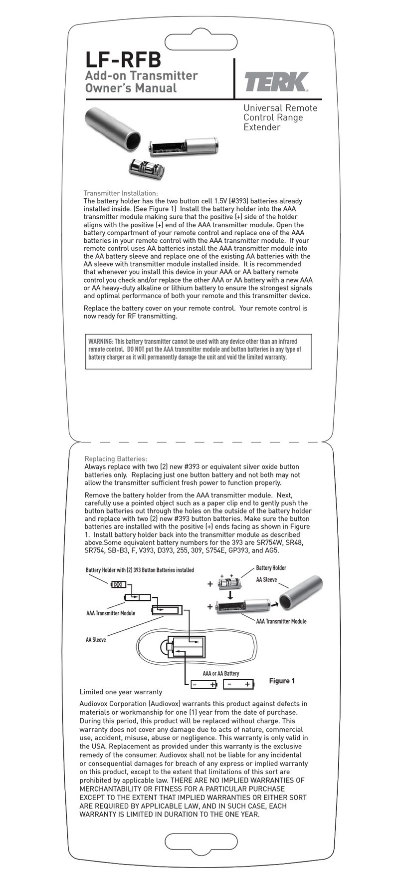 TERK Technologies LF-RFB owner's manual