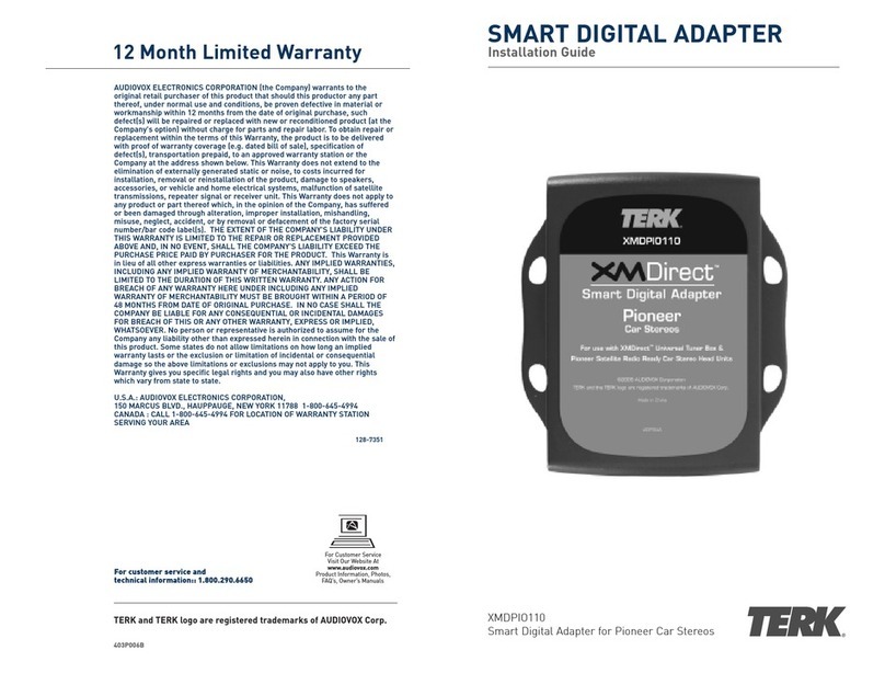 TERK Technologies XMDirect XMDPIO110 installation guide