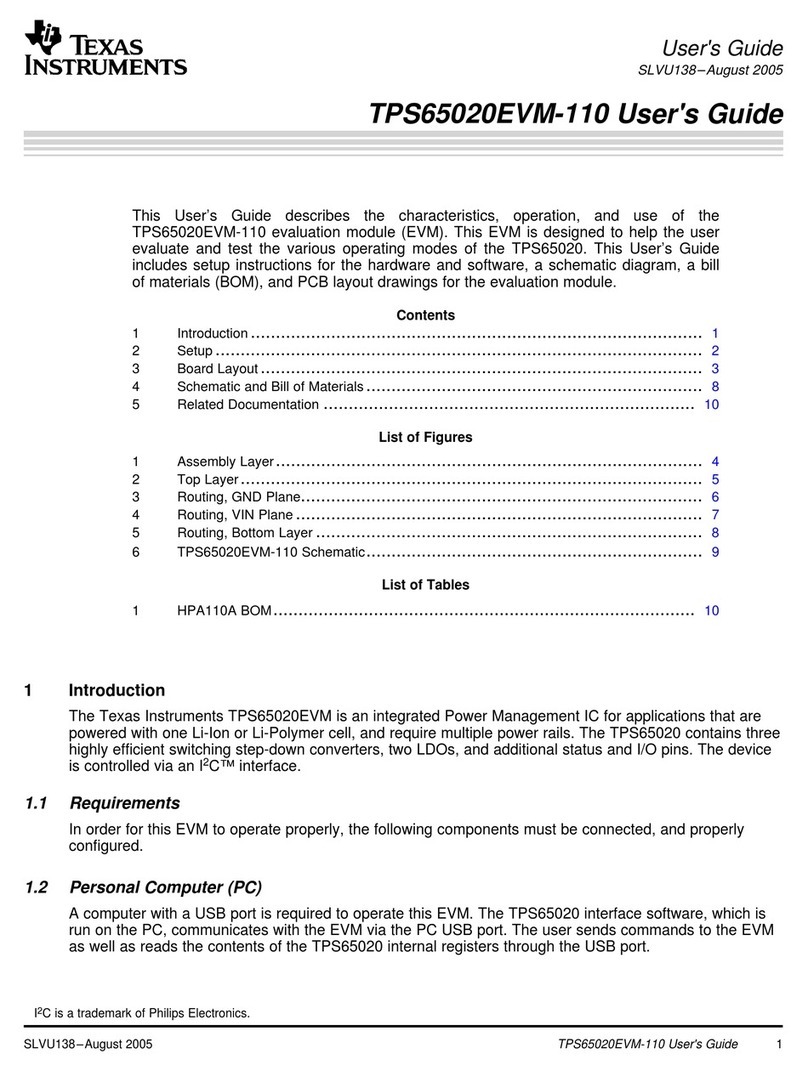 Texas Instruments TPS65020EVM-110 User manual