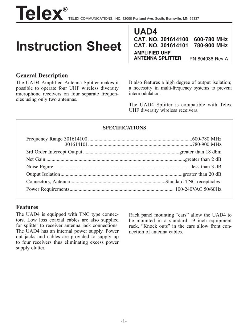 Telex UAD4 instruction sheet