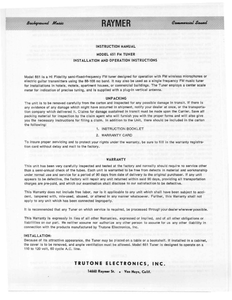 Raymer 651 Installation and operating instructions