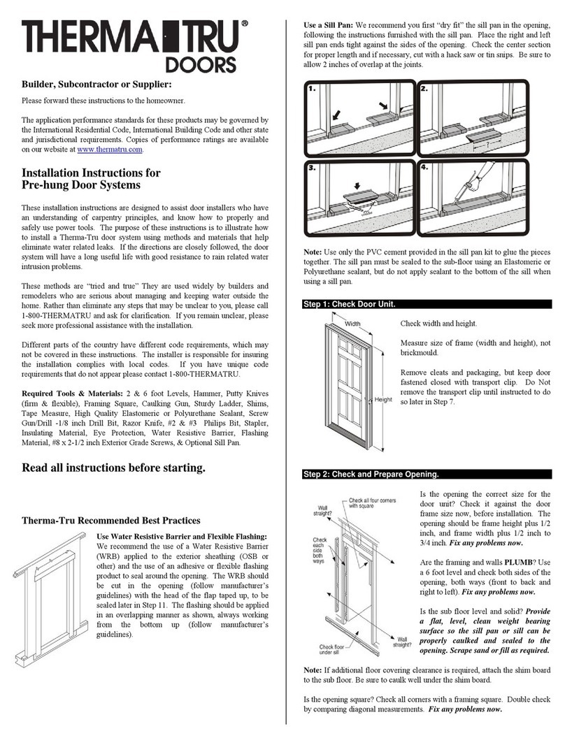 Therma-Tru Pre-hung Door Systems User manual