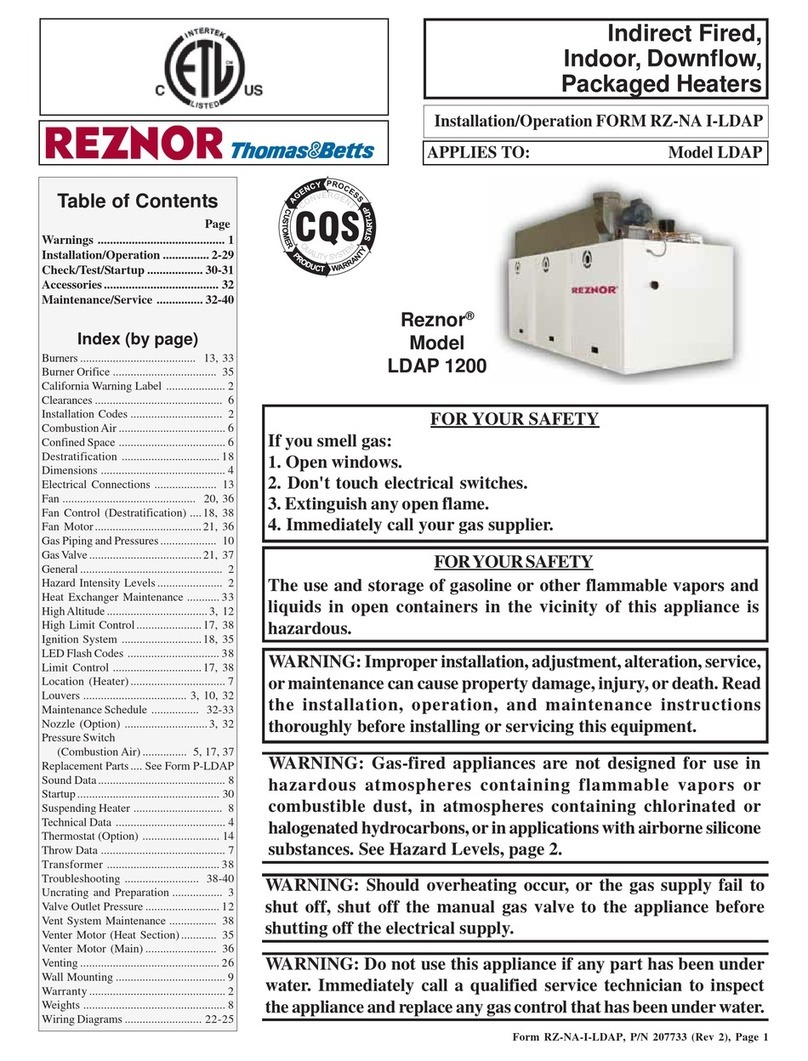 Thomas&Betts Reznor LDAP 1200 Installation & operation