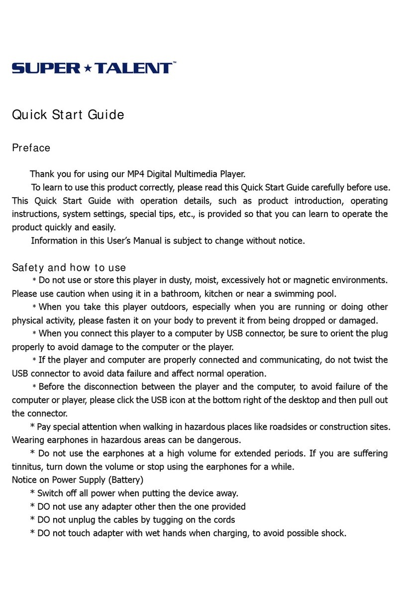 Super Talent Technology Digital Multimedia Player quick start guide