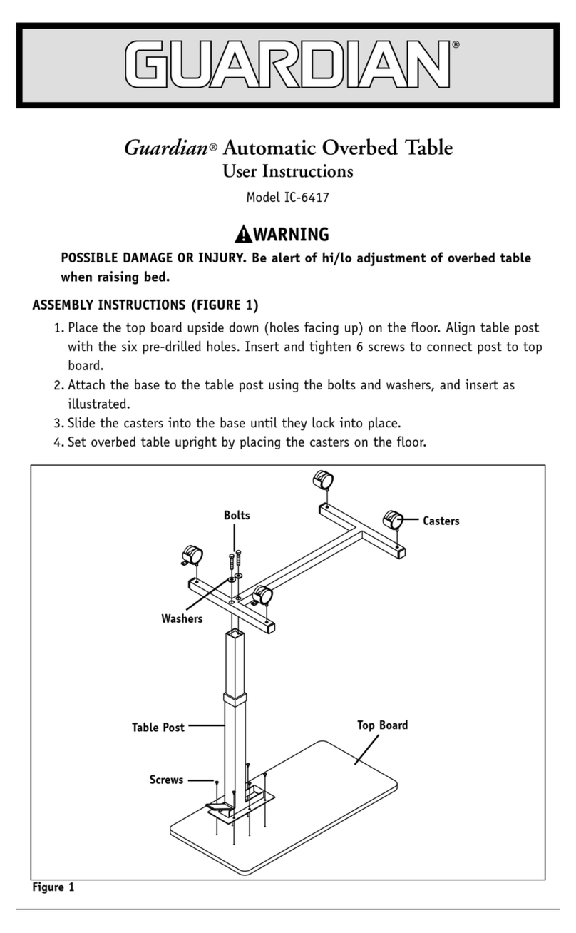 Guardian Guardian Automatic Overbed Table IC-6417 User instructions Guardian Guardian Automatic Overbed Table IC-6417 User instructions