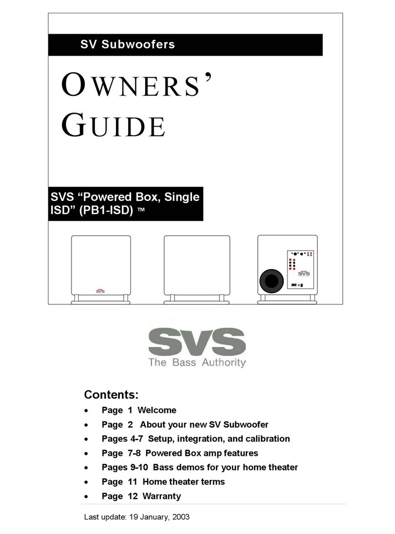 SVS SV owner's guide