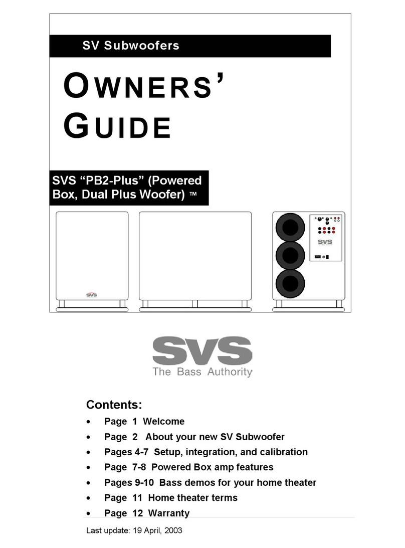 SVS Subwoofers User manual