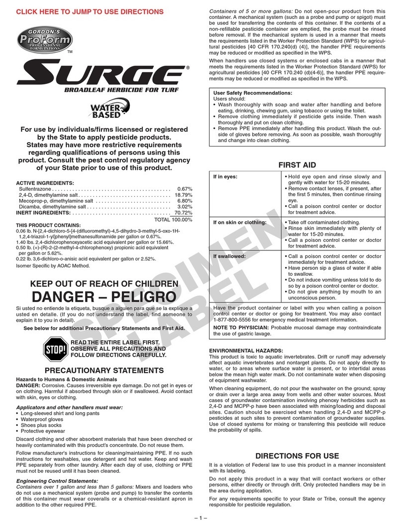 PBI/Gordon Broadleaf Herbicide For Turf Directions for use PBI/Gordon Broadleaf Herbicide For Turf Directions for use