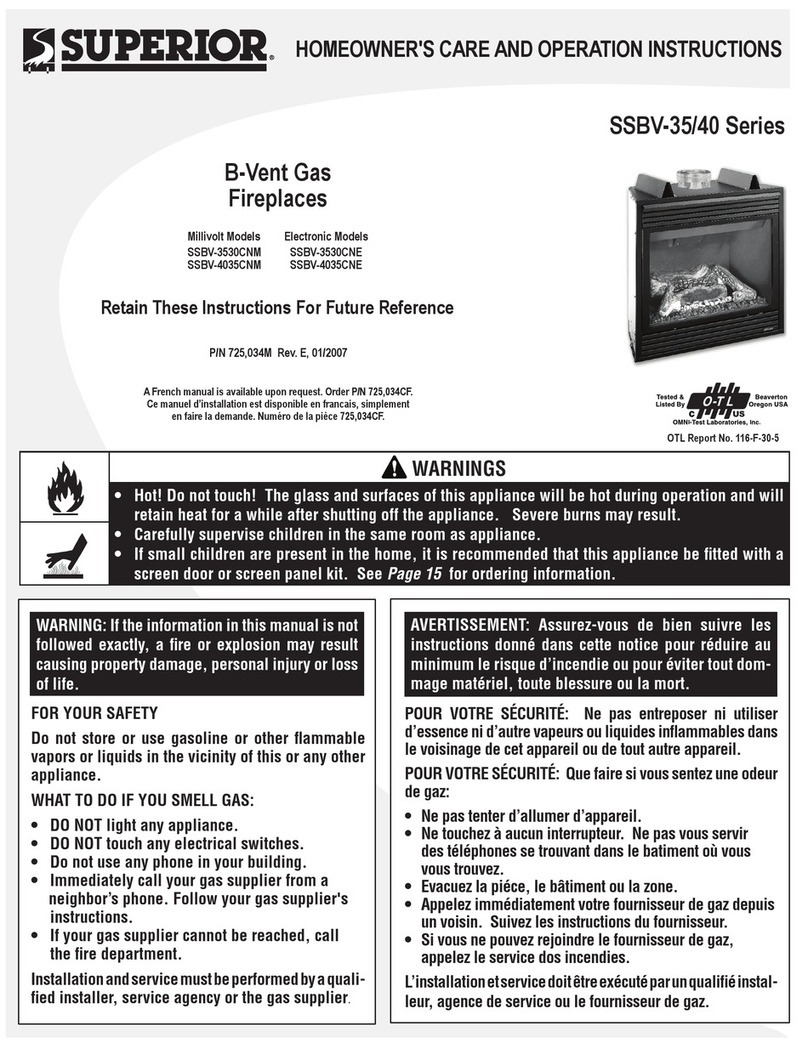Superior SSBV-3530CNE Homeowner's care and operation instructions