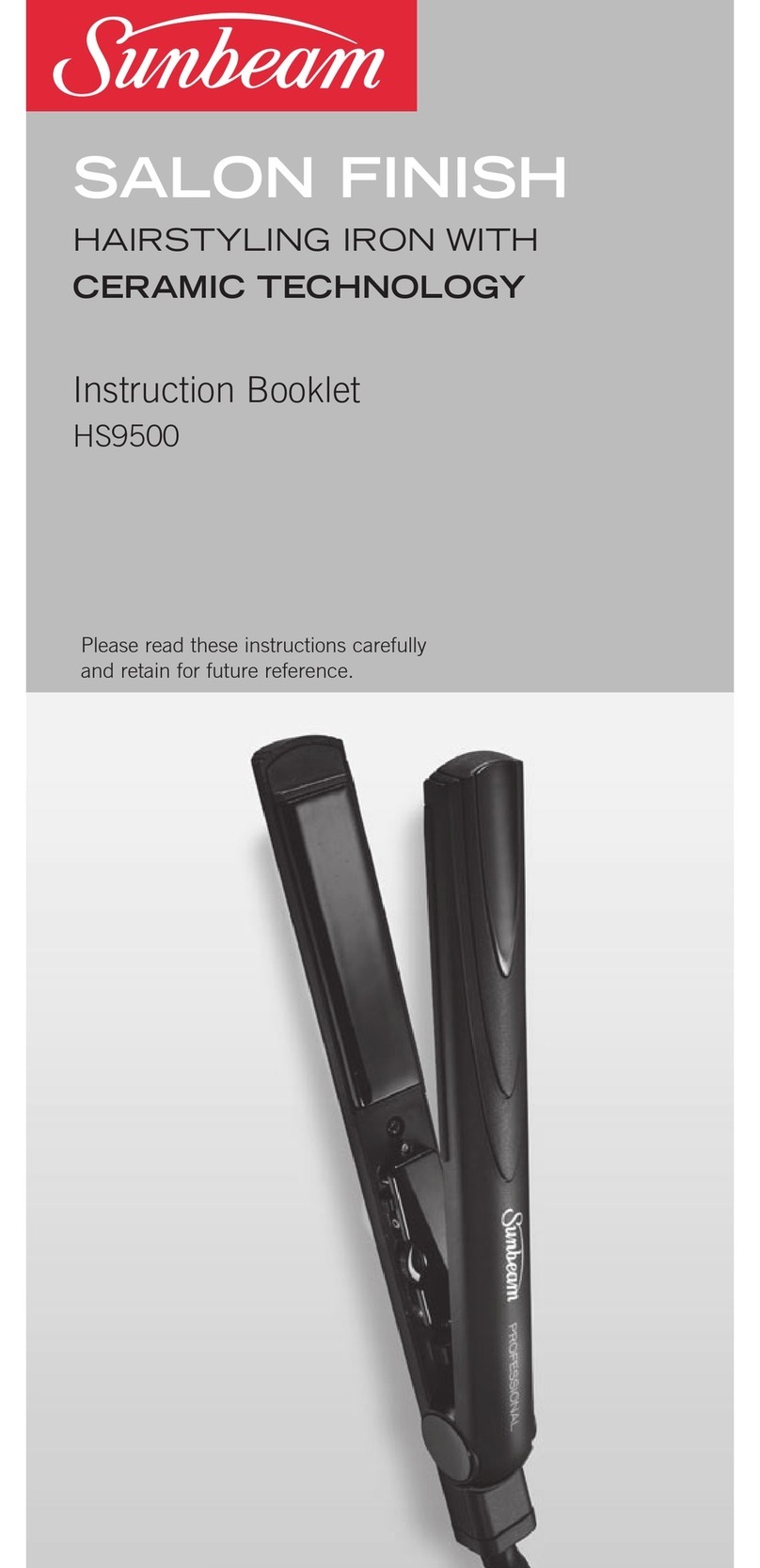 Sunbeam HS9500 Instruction booklet