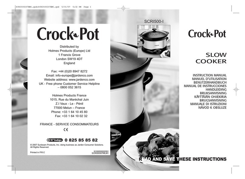Sunbeam Crock-Pot SCRI500-I User manual