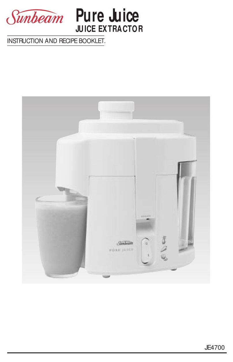 Sunbeam Pure Juice JE4700 INSTRUCTION AND RECIPE BOOKLET Sunbeam Pure Juice JE4700 INSTRUCTION AND RECIPE BOOKLET